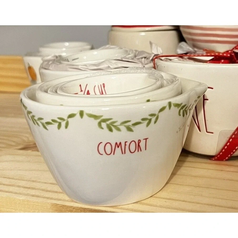 RAE DUNN Christmas Measuring Cups 4 pc. (Comfort, Merry, Cheer, Joy) Rare & HTF